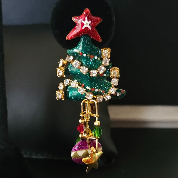 Vintage Lunch at the Ritz LATR Christmas Tree Earrings Post Backs - Picture 8 of 9